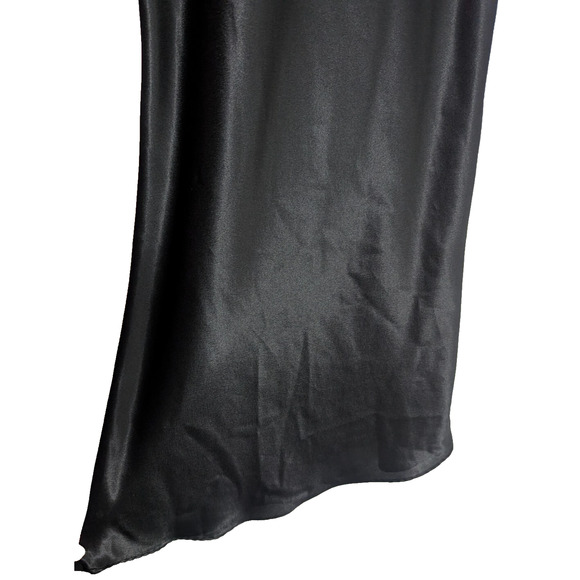 Vtg Fashion Dove Black Satin Flutter Sleeve Maxi Dress M/L P1 Whimsigoth Fairy - Picture 2 of 5